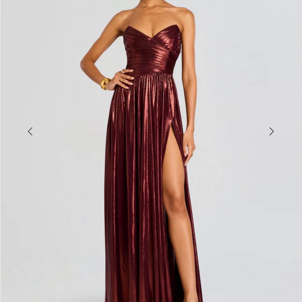 Retrofete Strapless Metallic Red Gown